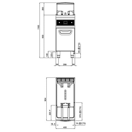 GGM Gastro Free Standing Gas Fryer - 20 litres - 17.5kW - with built-in oil filtration - with automatic basket lift