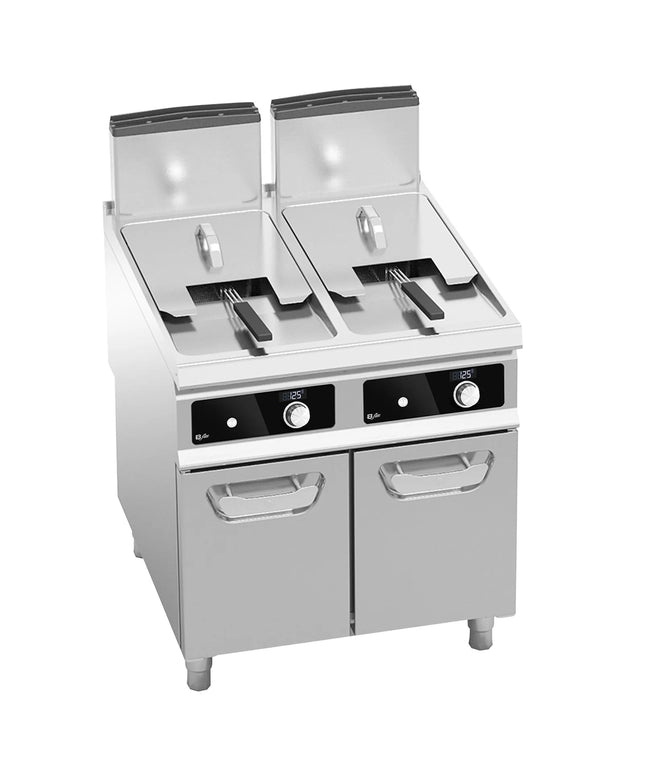 GGM Gastro Free Standing Gas Twin Tank Fryer - 18+18 litres - 28kW - Electronic control - Bflex Digital - with drain tap