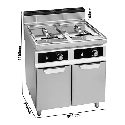 GGM Gastro Free Standing Gas Twin Tank Fryer - 18+18 litres - 28kW - Electronic control - with drain tap