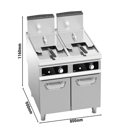 GGM Gastro Free Standing Gas Twin Tank Fryer - 18+18 litres - 28kW - Electronic control - Bflex Digital - with drain tap