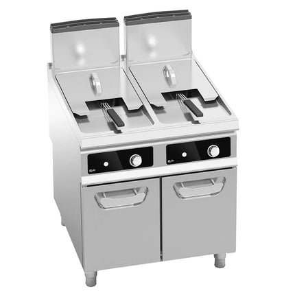 GGM Gastro Free Standing Gas Twin Tank Fryer - 18+18 litres - 28kW - Electronic control - Bflex Digital - with drain tap