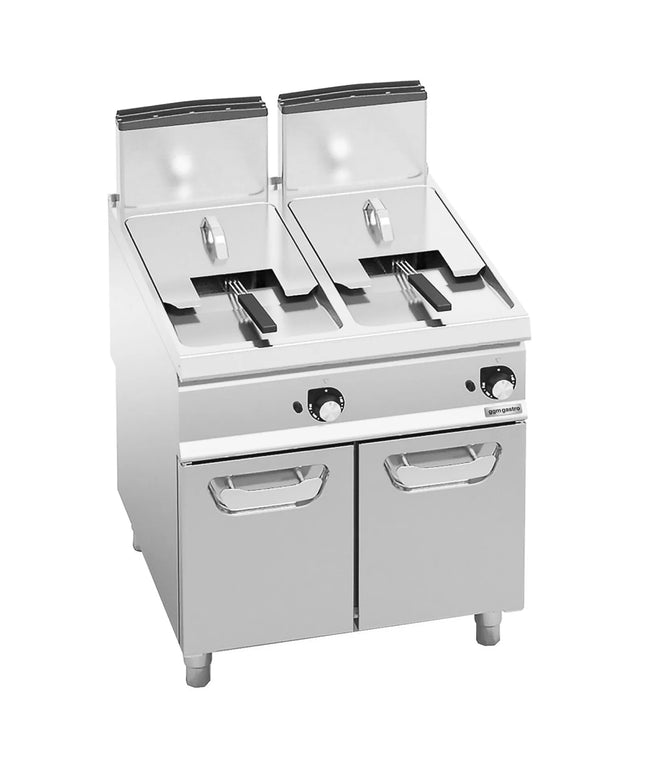 GGM Gastro Free Standing Gas Twin Tank Fryer - 18+18 litres - 28kW - Indirect heating - with drain tap