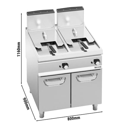 GGM Gastro Free Standing Gas Twin Tank Fryer - 18+18 litres - 28kW - Indirect heating - with drain tap