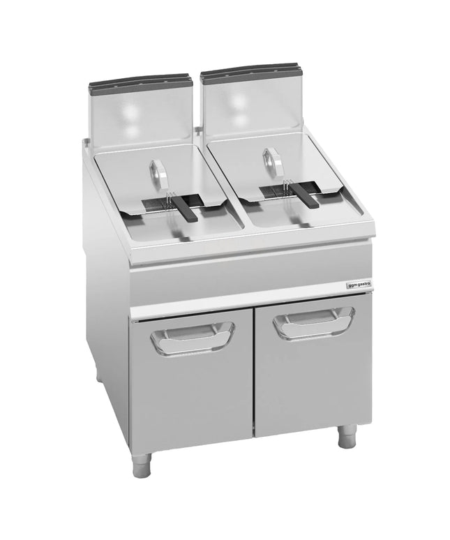 GGM Gastro Free Standing Gas Twin Tank Fryer - 20+20 litres - 35kW - with drain tap