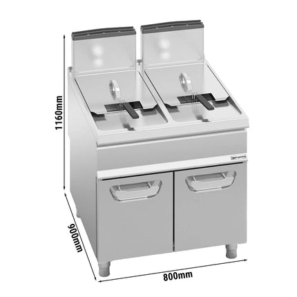 GGM Gastro Free Standing Gas Twin Tank Fryer - 20+20 litres - 35kW - with drain tap