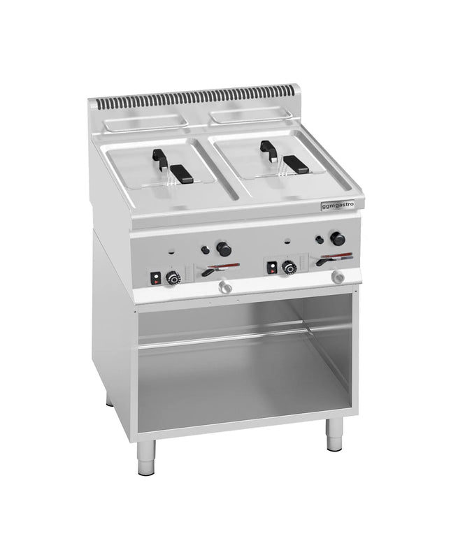 GGM Gastro Free Standing Gas Twin Tank Fryer - 8+8 litres - 13.2kW - with drain tap - incl. base frame