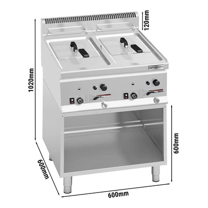 GGM Gastro Free Standing Gas Twin Tank Fryer - 8+8 litres - 13.2kW - with drain tap - incl. base frame