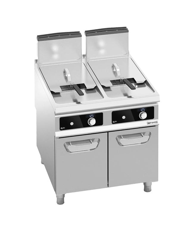 GGM Gastro Free Standing Gas Twin Tank Fryer | Bflex Digital - 20+20 litres - 35kW - Bflex Digital - with drain tap
