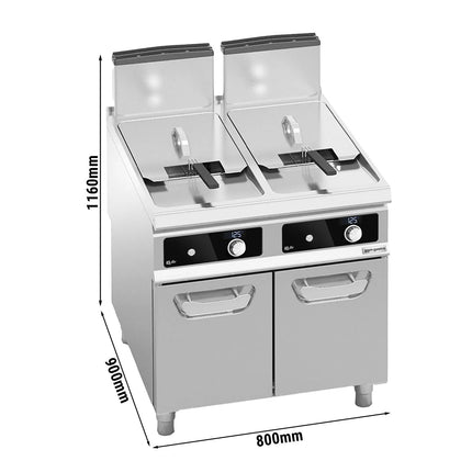 GGM Gastro Free Standing Gas Twin Tank Fryer | Bflex Digital - 20+20 litres - 35kW - Bflex Digital - with drain tap