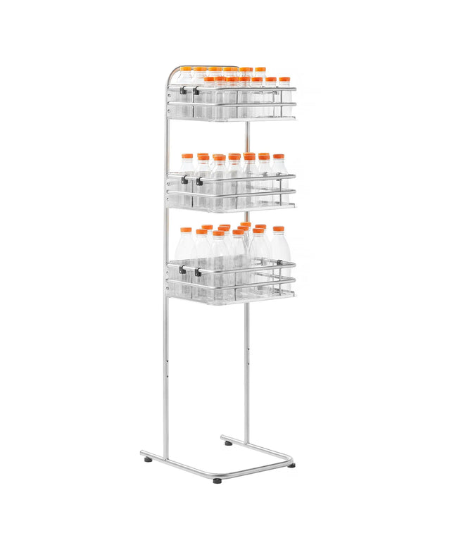 GGM Gastro Freestanding Bottle & Glass Rack for Orange Juicer - Stainless Steel - 390x310x1440mm - with 3 baskets