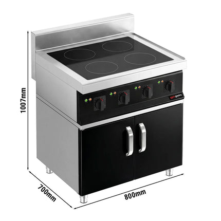 GGM Gastro Freestanding Induction Hob - 14kW - 4 zones - with base cabinet - 2 doors