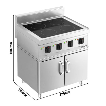 GGM Gastro Freestanding Induction Hob - 14kW - 4 zones - with base cabinet - 2 doors