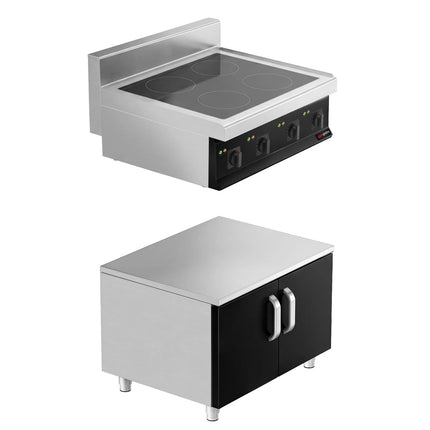 GGM Gastro Freestanding Induction Hob - 14kW - 4 zones - with base cabinet - 2 doors