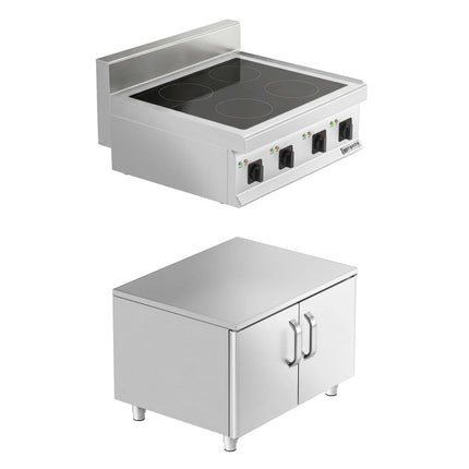GGM Gastro Freestanding Induction Hob - 14kW - 4 zones - with base cabinet - 2 doors