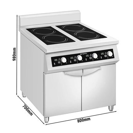 GGM Gastro Freestanding Induction Hob - 20kW - 4 zones - with base cabinet - 2 doors