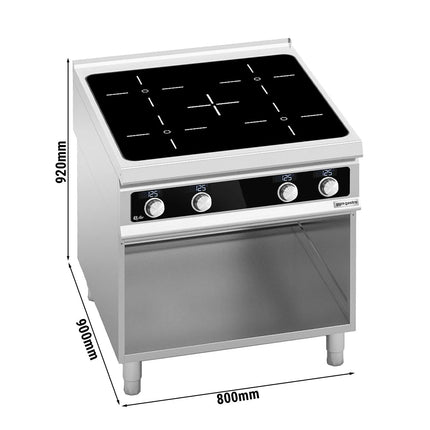 GGM Gastro Freestanding Induction Hob - 20kW - 4 zones - with open base shelf - Bflex Digital