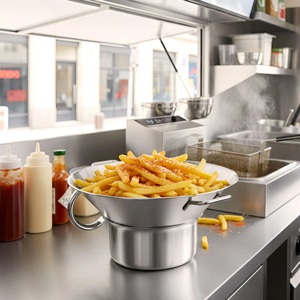 GGM Gastro French Fries Colander – Ø41 cm - stainless steel - side handles - removable bowl
