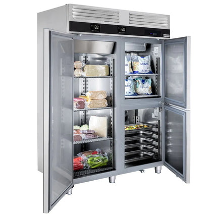 GGM Gastro Fridge Freezer Combination PREMIUM - GN 2/1 - 1400L - with 3 doors - With built-in blast chiller