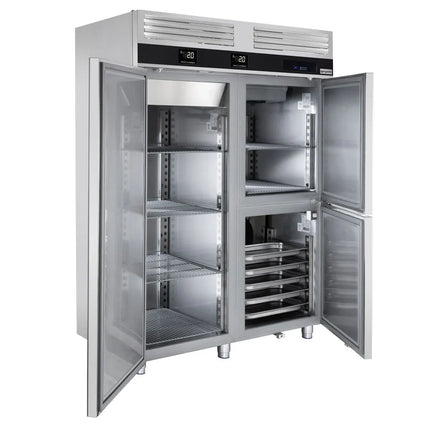 GGM Gastro Fridge Freezer Combination PREMIUM - GN 2/1 - 1400L - with 3 doors - With built-in blast chiller