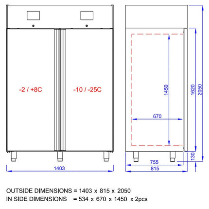 GGM Gastro Fridge Freezer Combination PREMIUM - with 2 doors