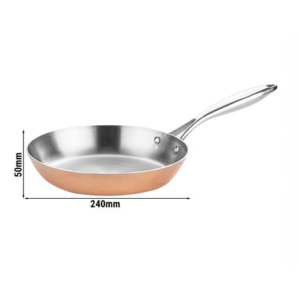 GGM Gastro Frying Pan - Copper Tri-Ply - Ø 240mm - Height: 50mm - suitable for gas, ceramic and electric (not induction)