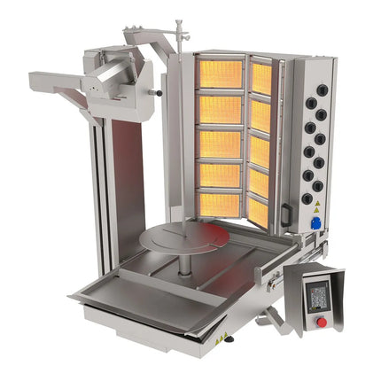 GGM Gastro Gas Automatic Doner Kebab Grill - 10 Burner - up to 150kg - 26.6kW - with Auto‑Slicer - incl. 1 skewer & drip tray