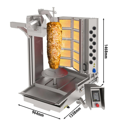 GGM Gastro Gas Automatic Doner Kebab Grill - 10 Burner - up to 150kg - 26.6kW - with Auto‑Slicer - incl. 1 skewer & drip tray