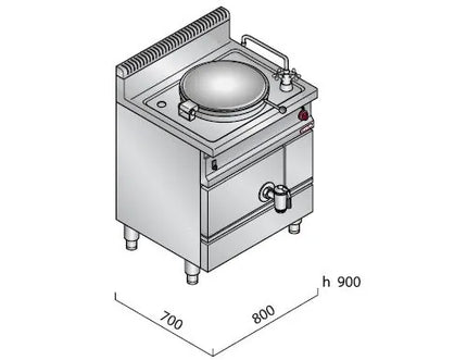 GGM Gastro Gas Boiling Pan - 55L - 15.5kW - Direct Heating - with Water Connection