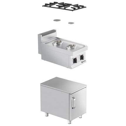 GGM Gastro Gas Boiling Top - 10kW - 2 burners - with base cabinet - 1 door