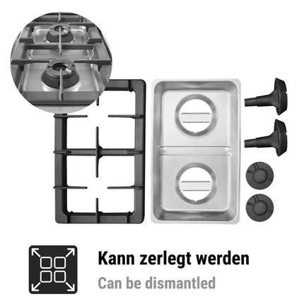 GGM Gastro Gas Boiling Top - 14kW - 2 burners - with open base shelf