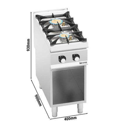 GGM Gastro Gas Boiling Top - 16kW - 2 burners - with open base shelf - Heavy Duty