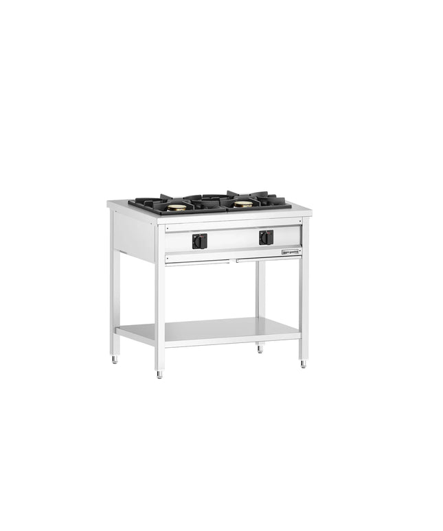 GGM Gastro Gas Boiling Top - 17kW - 2 burners - with open base shelf - with drip tray