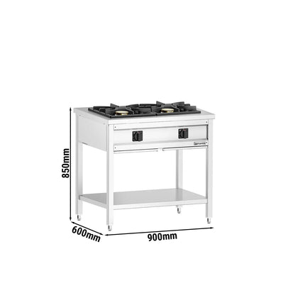 GGM Gastro Gas Boiling Top - 17kW - 2 burners - with open base shelf - with drip tray