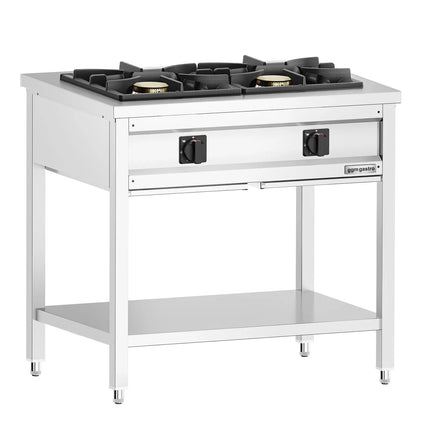 GGM Gastro Gas Boiling Top - 17kW - 2 burners - with open base shelf - with drip tray