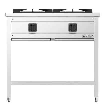 GGM Gastro Gas Boiling Top - 17kW - 2 burners - with open base shelf - with drip tray