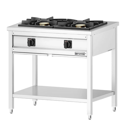 GGM Gastro Gas Boiling Top - 17kW - 2 burners - with open base shelf - with drip tray