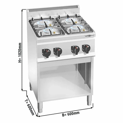 GGM Gastro Gas Boiling Top - 19kW - 4 burners - with open base shelf