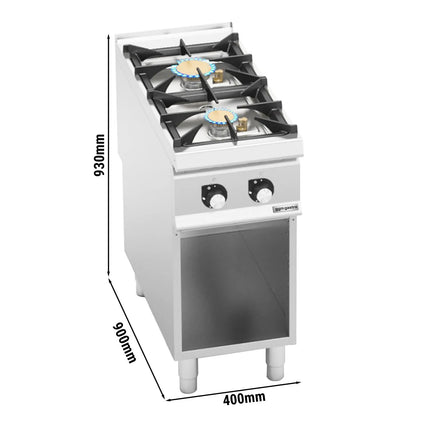 GGM Gastro Gas Boiling Top - 20kW - 2 burners - with open base shelf - High-Output Model
