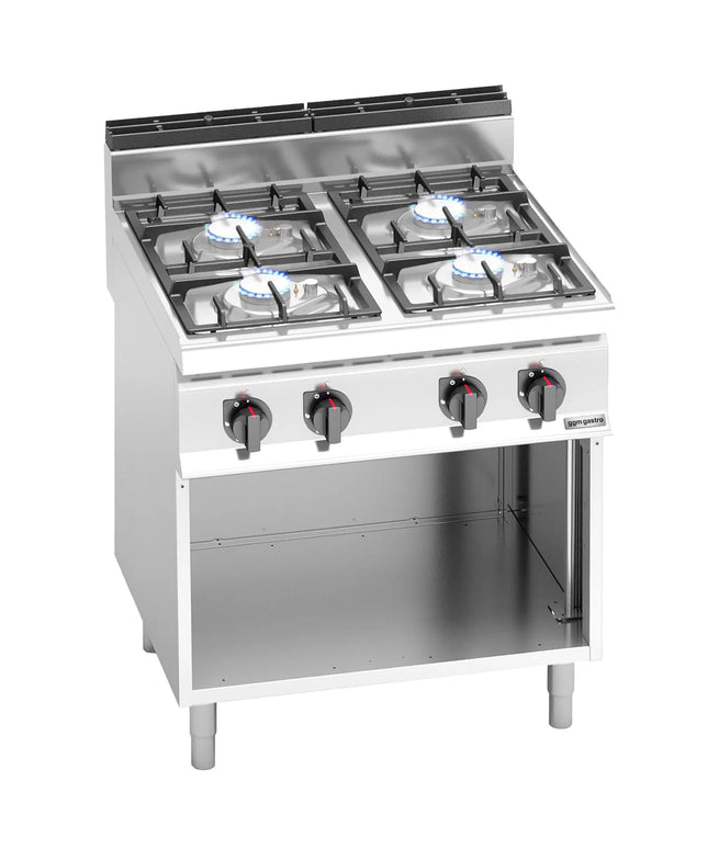 GGM Gastro Gas Boiling Top - 21.5kW - 4 burners - with open base shelf