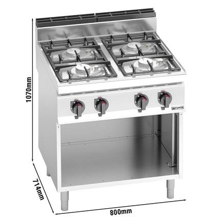 GGM Gastro Gas Boiling Top - 21.5kW - 4 burners - with open base shelf