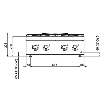GGM Gastro Gas Boiling Top - 24kW - 4 burners