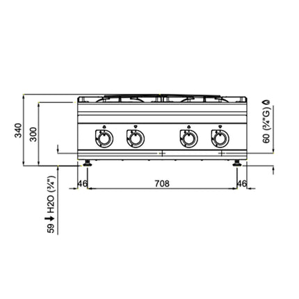GGM Gastro Gas Boiling Top - 28kW - 4 burners