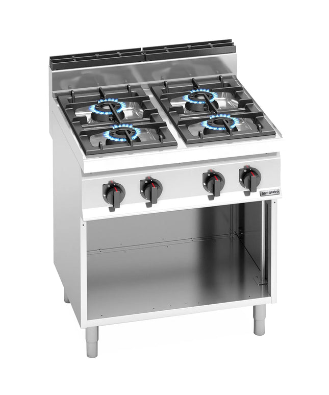 GGM Gastro Gas Boiling Top - 28kW - 4 burners - with open base shelf