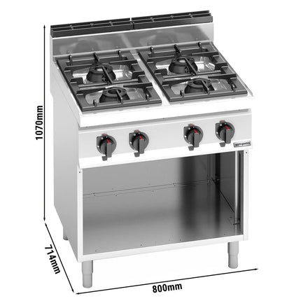 GGM Gastro Gas Boiling Top - 28kW - 4 burners - with open base shelf