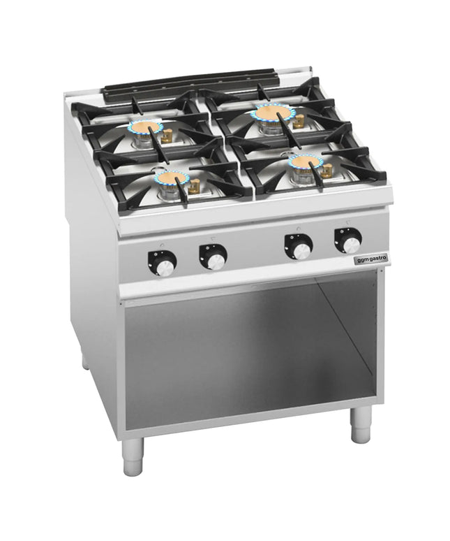 GGM Gastro Gas Boiling Top - 28kW - 4 burners - with open base shelf - Heavy Duty - High-Output Model