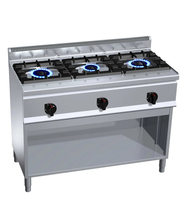 GGM Gastro Gas Boiling Top - 31kW - 3 burners - with open base shelf - Heavy Duty