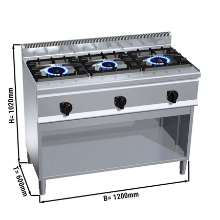 GGM Gastro Gas Boiling Top - 31kW - 3 burners - with open base shelf - Heavy Duty