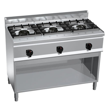 GGM Gastro Gas Boiling Top - 31kW - 3 burners - with open base shelf - Heavy Duty