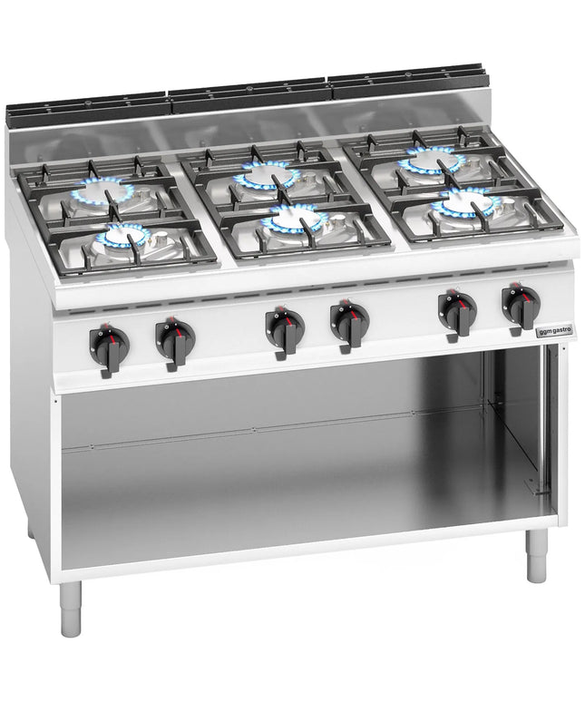 GGM Gastro Gas Boiling Top - 33.5kW - 6 burners - with open base shelf