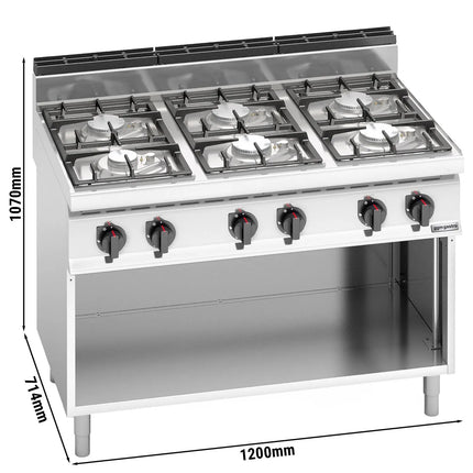 GGM Gastro Gas Boiling Top - 33.5kW - 6 burners - with open base shelf